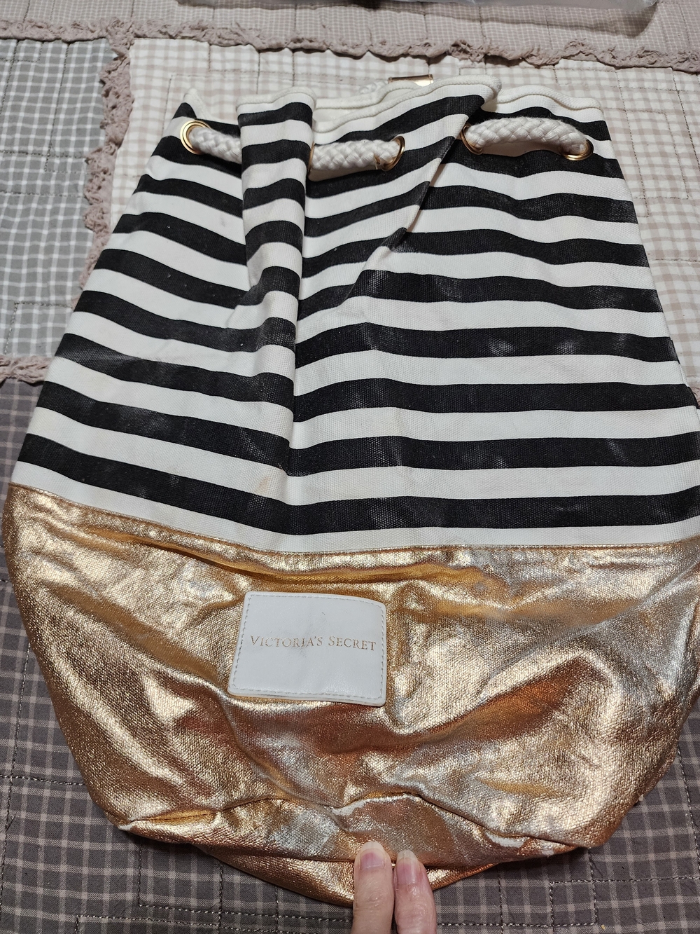 Victoria's Secret Black & White Striped Skirt with Gold Accent
